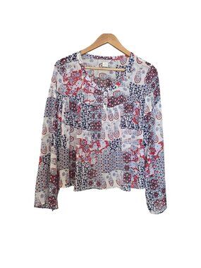 Women's - Ariat Patchwork Paisley Long Sleeve Blouse, Size Large